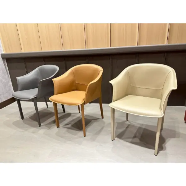 【福利品限量】真皮餐椅｜免組裝｜餐椅出清｜北歐風椅子｜扶手椅｜家用辦公兩用