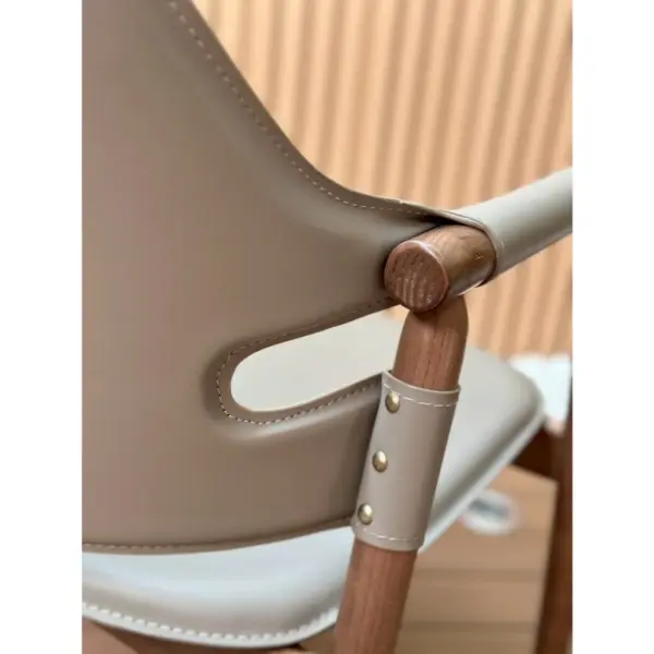 【北歐風皮革餐椅】沐森雅椅｜實木結構 米色皮革座椅 日系簡約設計