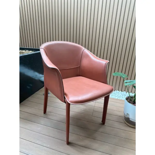 【福利品限量】真皮餐椅｜免組裝｜餐椅出清｜北歐風椅子｜扶手椅｜家用辦公兩用