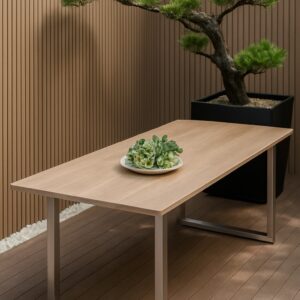 實木桌板｜櫻桃木 × 鋼腳設計