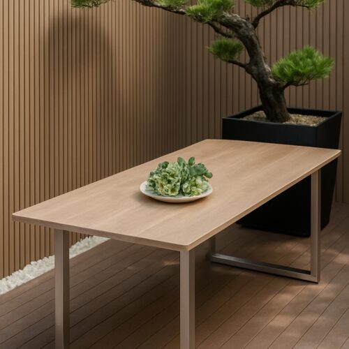 實木桌板｜櫻桃木 × 鋼腳設計