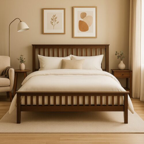 墨杉格柵實木床台