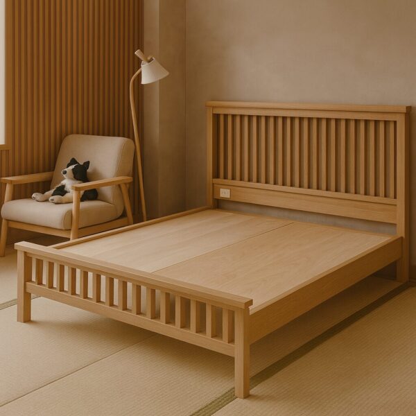 墨杉格柵實木床台