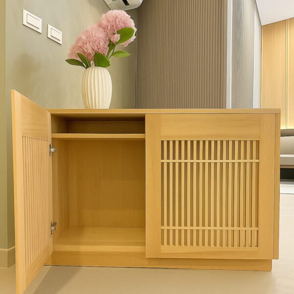 🌿 日式格柵實木收納櫃