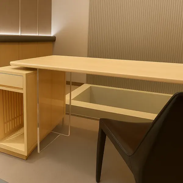 【MIT台灣製造｜實木工廠直營｜漂浮感極簡實木桌】日式原木辦公桌｜北歐風工作桌｜實木設計師款書桌｜透明壓克力腳