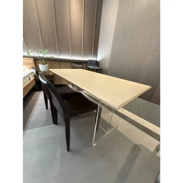 【MIT台灣製造｜實木工廠直營｜漂浮感極簡實木桌】日式原木辦公桌｜北歐風工作桌｜實木設計師款書桌｜透明壓克力腳