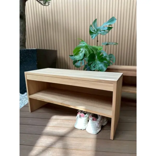 【MIT台灣製造｜實木工廠直營】非洲櫻桃木穿鞋椅｜兩層收納鞋櫃｜玄關收納｜玄關穿鞋座椅｜多功能矮凳｜泡茶椅｜泡茶凳