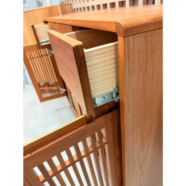 非洲櫻桃木實木餐邊櫃｜格柵門 長虹玻璃｜收納櫃 玄關櫃 餐櫃｜實木櫃｜可訂製