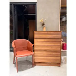 北歐實木掀門鞋櫃｜非洲櫻桃木｜80cm 薄型鞋櫃・雙抽＋雙下掀・玄關收納櫃