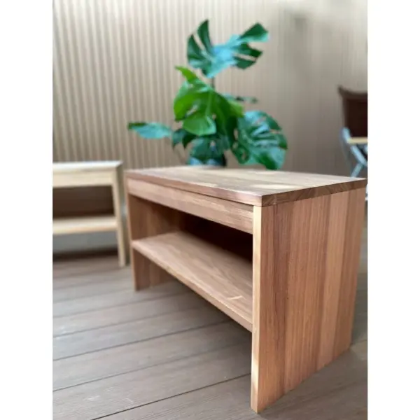 【MIT台灣製造｜實木工廠直營】非洲櫻桃木穿鞋椅｜兩層收納鞋櫃｜玄關收納｜玄關穿鞋座椅｜多功能矮凳｜泡茶椅｜泡茶凳