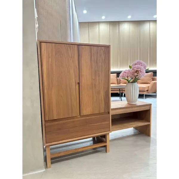 【MIT台灣製造｜實木工廠直營】非洲櫻桃木實木收納櫃（含抽屜）｜活隔2片可調層板｜置物櫃｜收納櫃｜玄關櫃｜邊櫃