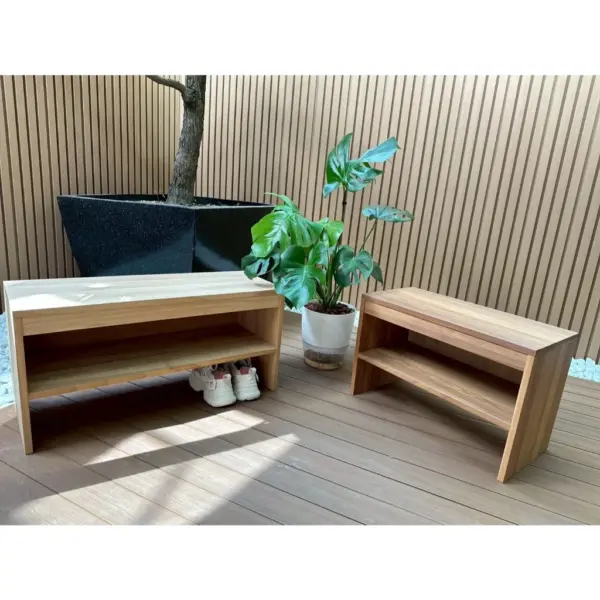 【MIT台灣製造｜實木工廠直營】非洲櫻桃木穿鞋椅｜兩層收納鞋櫃｜玄關收納｜玄關穿鞋座椅｜多功能矮凳｜泡茶椅｜泡茶凳