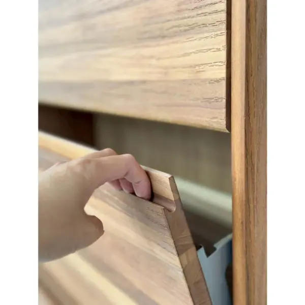 北歐實木掀門鞋櫃｜非洲櫻桃木｜80cm 薄型鞋櫃・雙抽＋雙下掀・玄關收納櫃